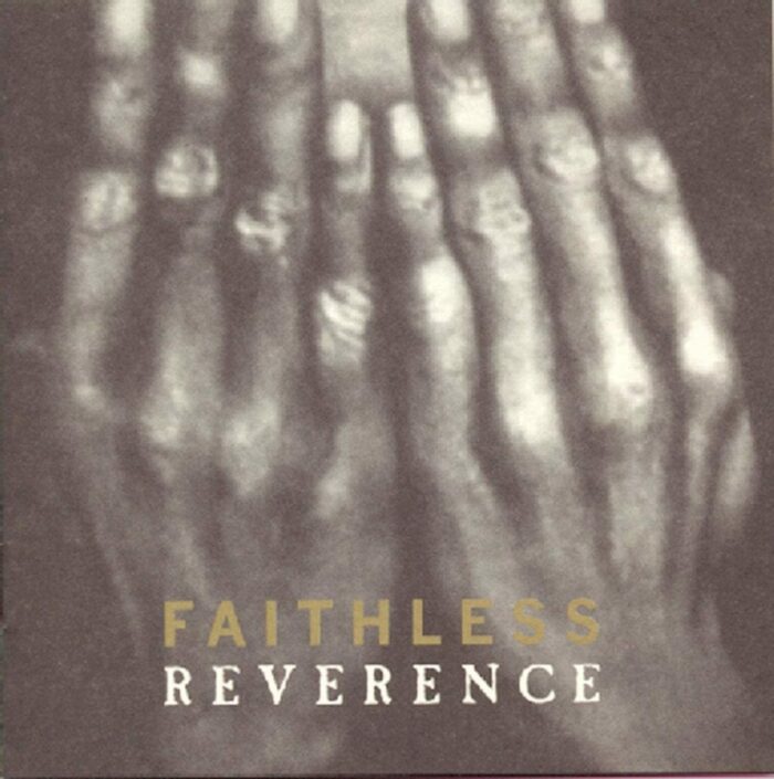 Hands cover a face on the cover of Faithless Reverence