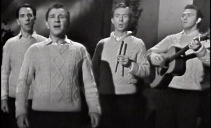Black and White Clancy Brothers and Tommy Makem on Ed Sullivan Show