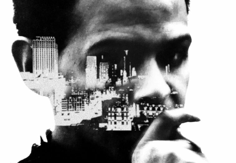 Barry Adamson with a city superimposed on his face on the cover of his memoir