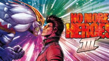 Travis stares down Fu in the title art for No More Heroes III