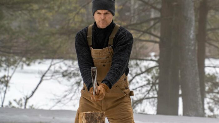Dexter chopping wood