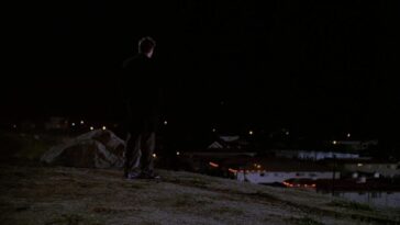 Angel looks out on Sunnydale in the Buffy episode "Amends"