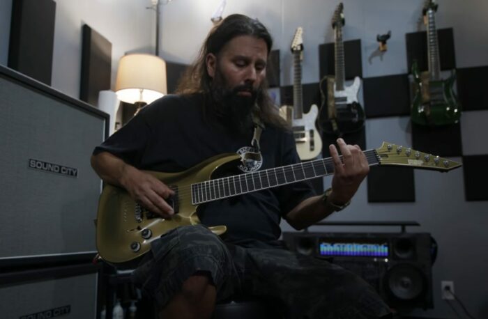 Guitarist Stephen Carpenter from the Deftones playing.