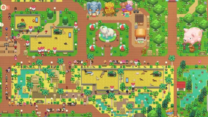 A shot of animals in different areas in Let's Build a Zoo