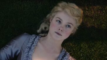 Catherine the Great (Elle Fanning) lying on the ground in Hulu's The Great