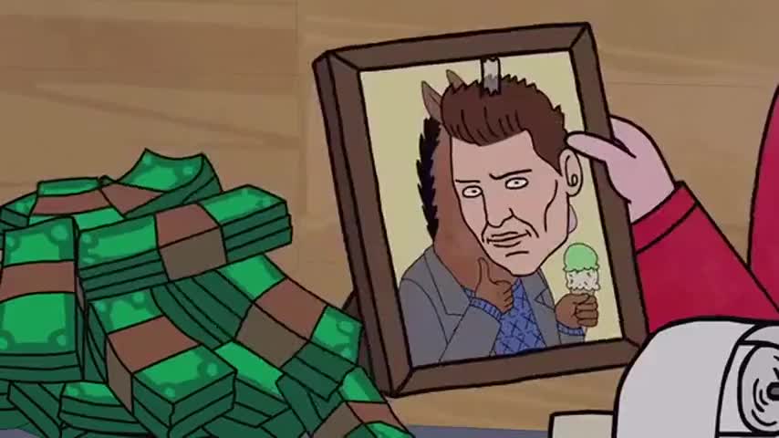 David Boreanaz's face is taped over a picture of BoJack