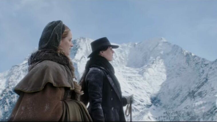 Ann Walker (Sophie Rundle) and Anne Lister (Suranne Jones) hiking in the Alps.