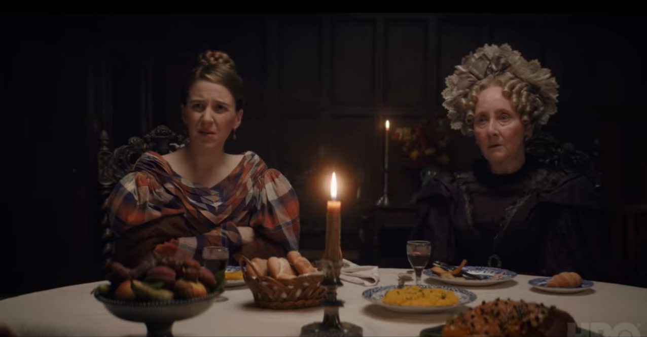 Marian (Gemma Whelan) and Aunt Anne (Gemma Jones) at the dinner table.