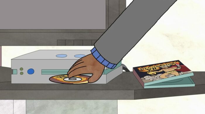 BoJack's hand reaches for a video game disc.
