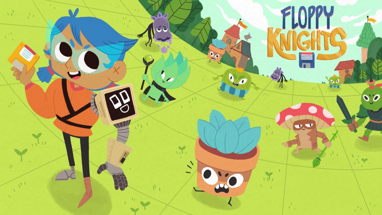 Animated characters on the cover of Floppy Knights