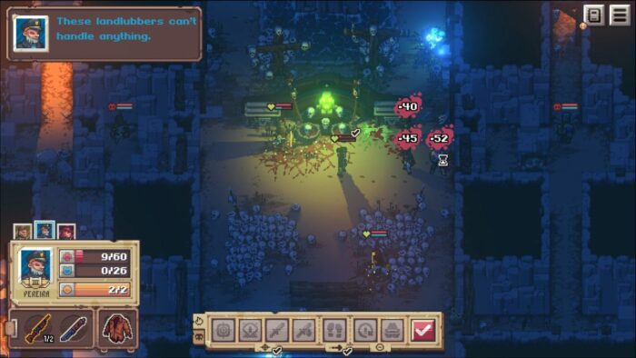 A shot from the game Pathway features characters fighting with a bar of options at the bottom of the screen