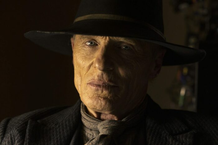 Close up of Ed Harris as William in Westworld.