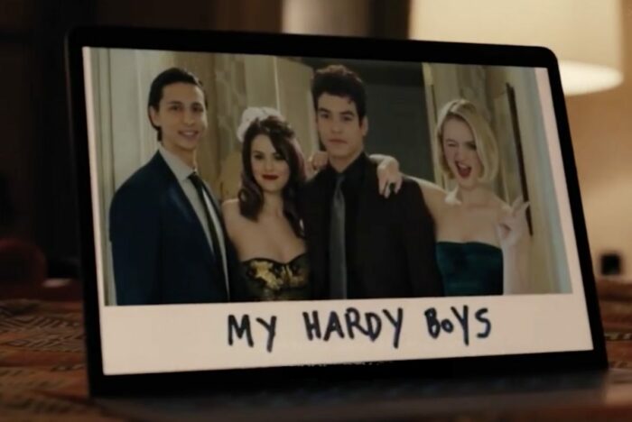 A polaroid of Tim, Mabel, Oscar, and Zoe labeled "My Hardy Boys"