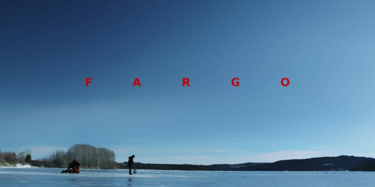 A picture of a frozen lake with the word Fargo written on it