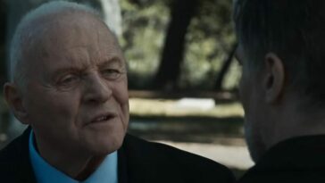 Anthony Hopkins talks while wearing a suit in The Virtuoso
