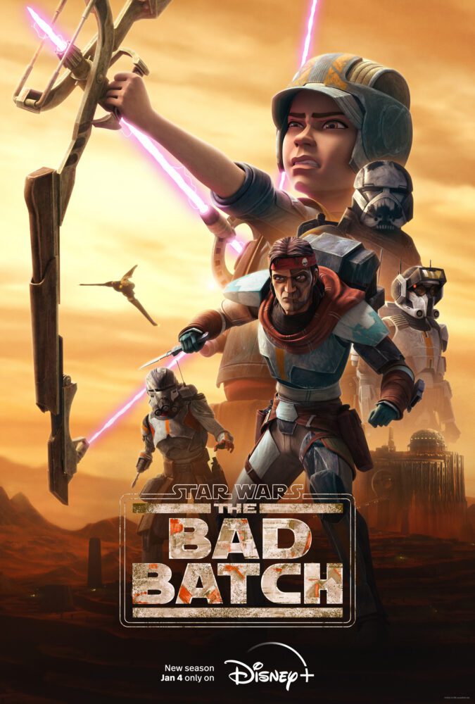 Omega (Michelle Ang) readies for a fight with her clone (Dee Bradley Baker) friends in the Bad Batch Season 2 Poster