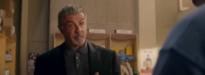 Sylvester Stallone wearing suit in Tulsa King
