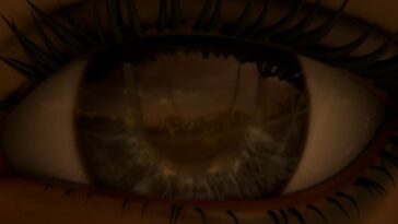 A closeup shot of Elle's eye
