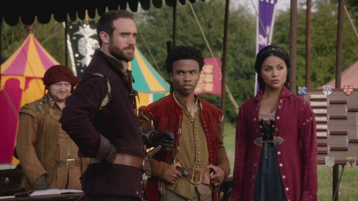Galavant, Sidney, and Isabella attending the Joust