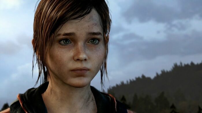 The final shot of Ellie from The Last of Us Remastered, gazing intensely at an offscreen Joel.