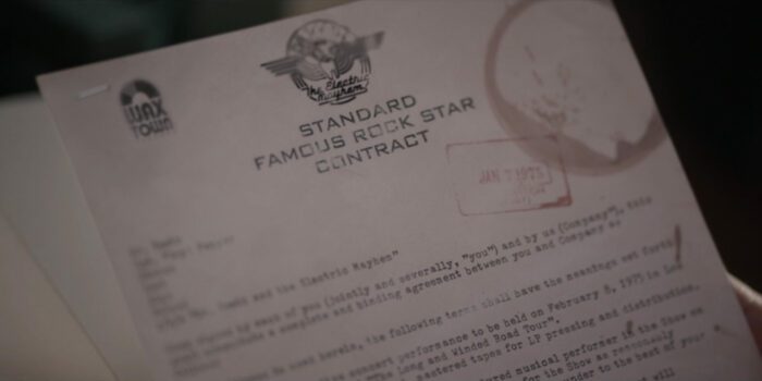 A contract titled "Standard Famous Rock Star Contract," in the TV show, "The Muppets Mayhem."