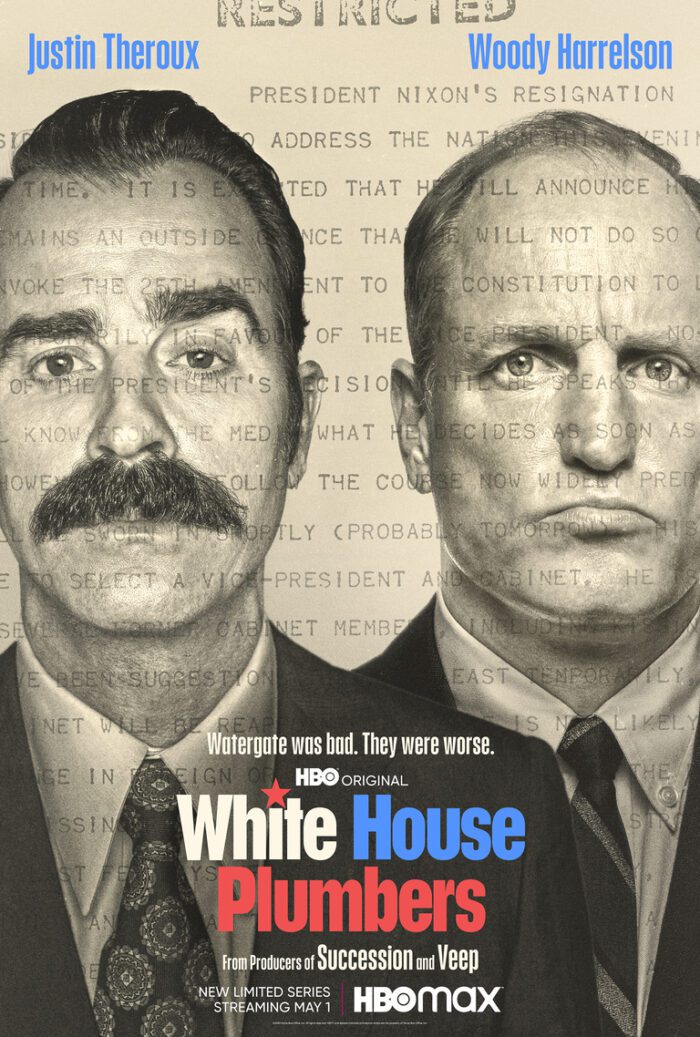 Key Art for White House Plumbers with Justin Theroux and Woody Harrelson. 