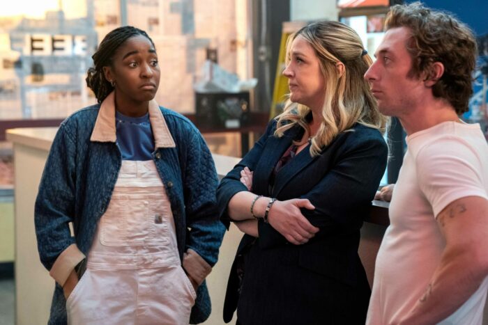 Sydney, Sugar, and Carmy discuss the timeline for a new restaurant