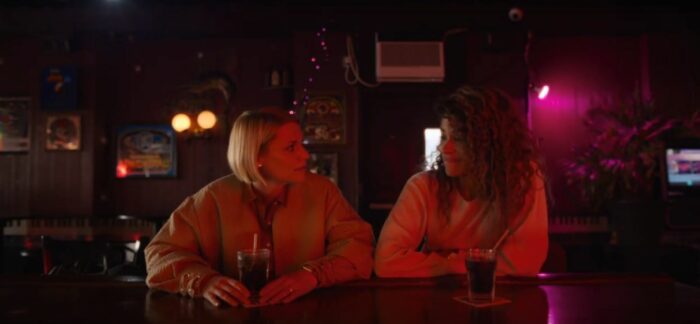 Sam and Mel sit at a bar having a drink in the Full Circle finale
