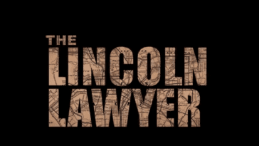 A blackbackground with the words The Lincoln Lawyer, a map of LA is seen in the letters