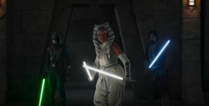 Three Jedi prepare to battle Night troopers