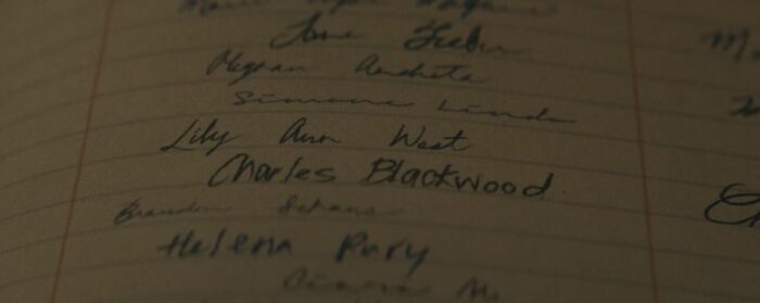 A hotel ledger lists Lily Ann West and Charles Blackwood