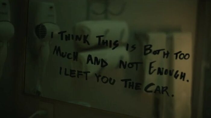 A Murder at the End of the World S1E2 - A message is written on the bathroom mirror of a motel