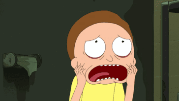 Morty screams in terror in a bathroom.